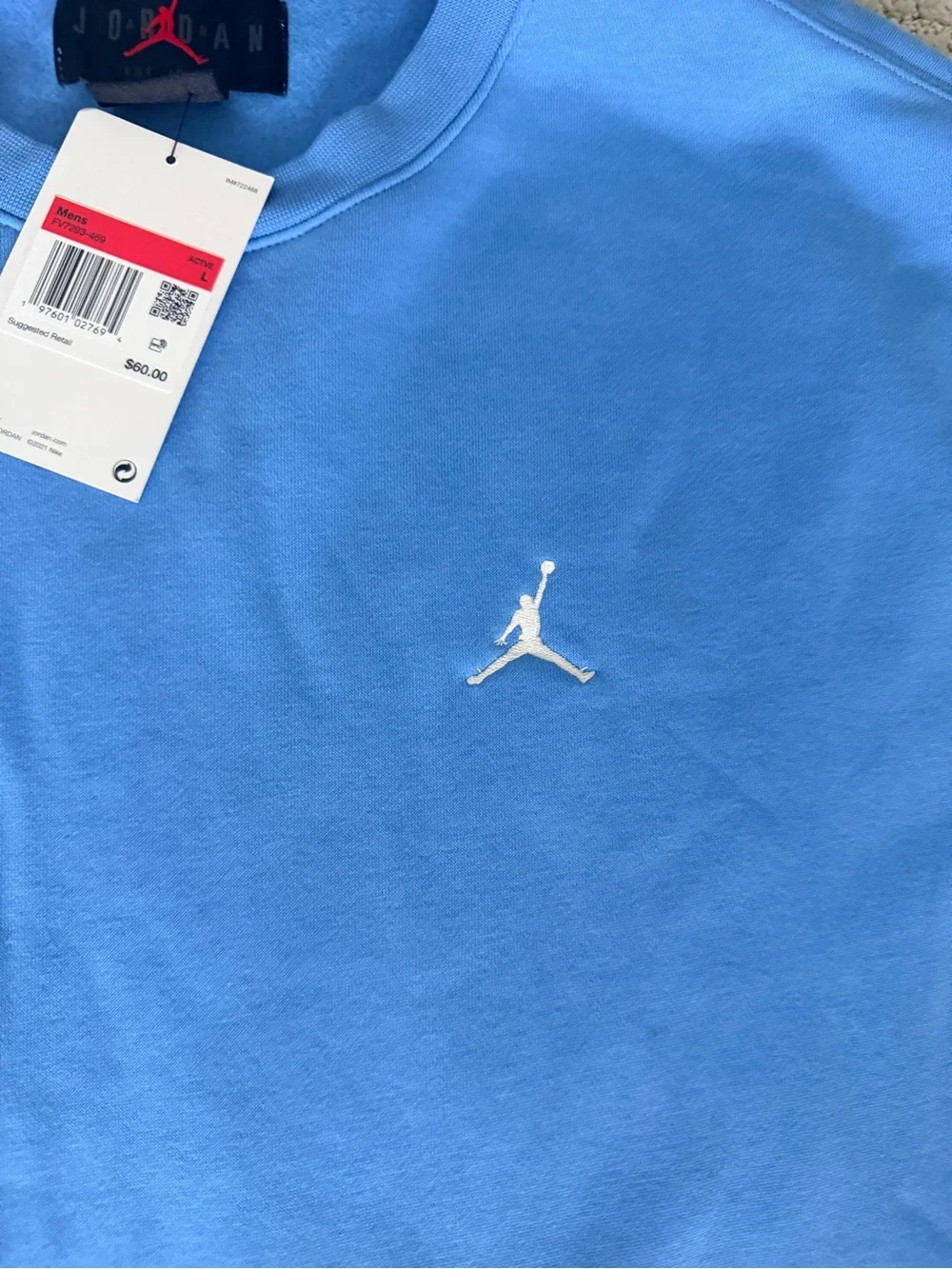 Jordan Men's L Fleece Men's Crew-Neck Sweatshirt (Legend Blue/White)
